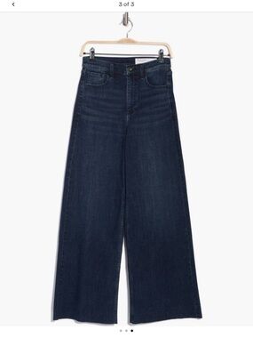 rag & bone Wide Leg Jeans in Dark Blue Serena high waist wide leg fray hem